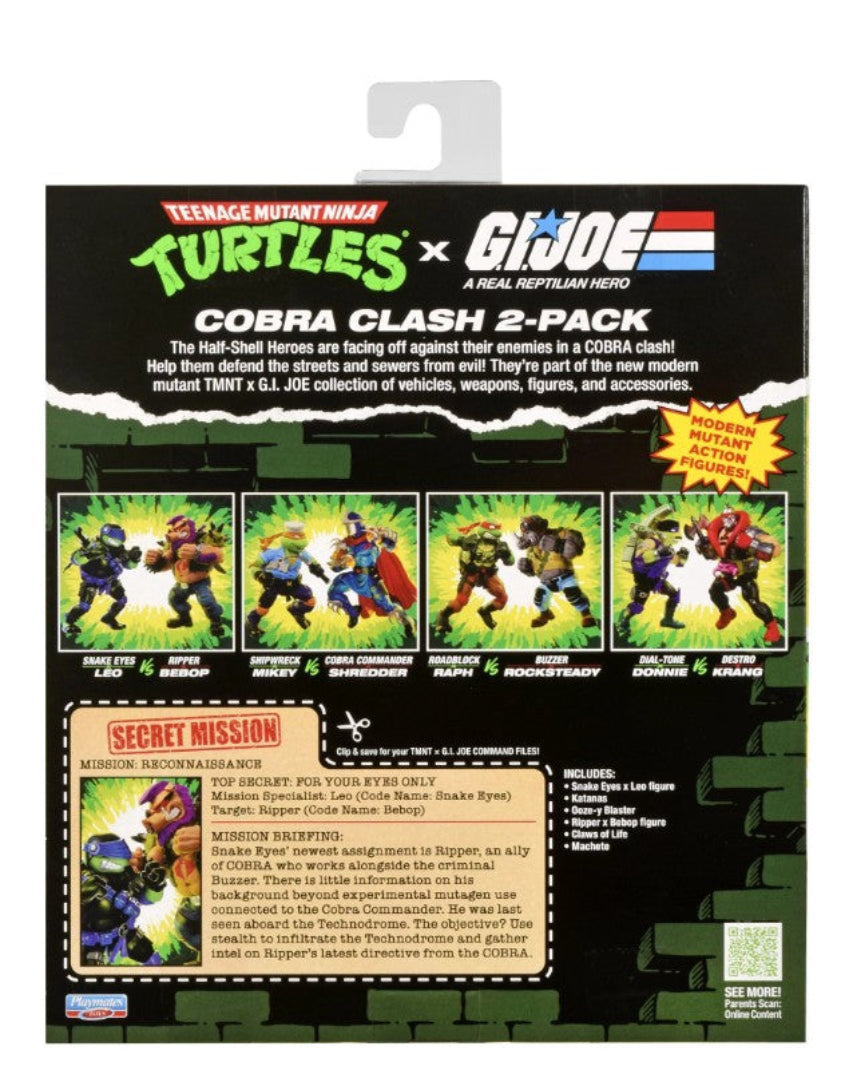 Teenage Mutant Ninja Turtles x G.I. Joe Leonardo x Snake Eyes vs Bebop x Ripper