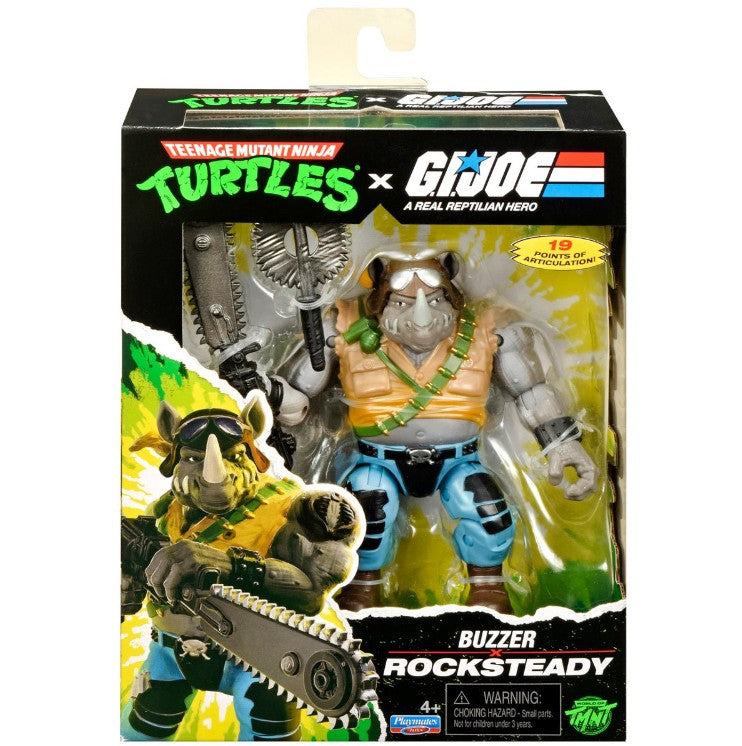 Teenage Mutant Ninja Turtles x G.I. Joe Rocksteady x Buzzer Action Figure