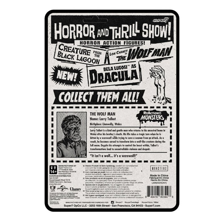 Sold out - Universal Monsters The Wolf Man 3 3/4-inch ReAction+ Figure