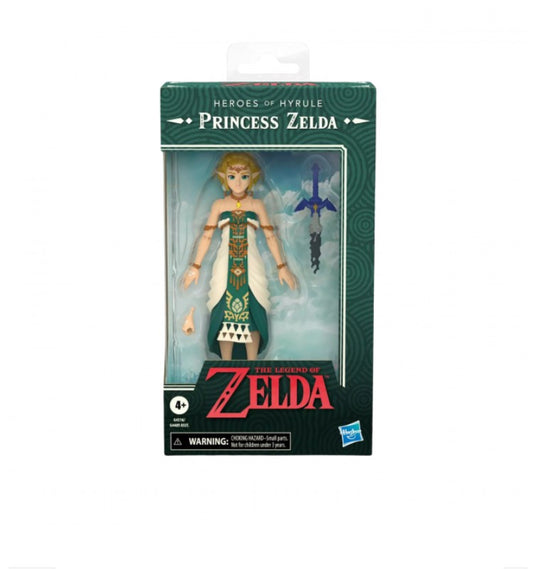 Hasbro Hasbro Hasbro Heroes of Hyrule Princess Zelda action figure in its original window box packaging, featuring the figure with an Elixir of Time accessory.